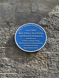 The plaque to Mary Gibson, Dora Heslop and Winifred Hindmarch