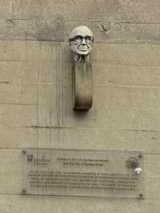 The bust of Sir Ove Arup on the wall of Dunelm House