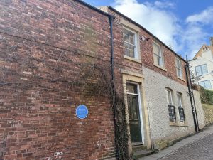 Bow Cottage, Durham City, showing plaque