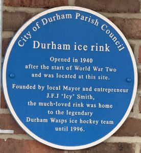 The plaque commemorating the former Durham Ice Rink