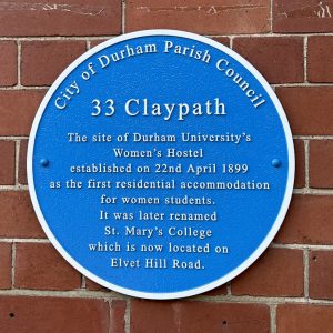 The plaque at 33 Claypath