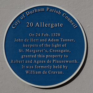 The plaque at 20 Allergate
