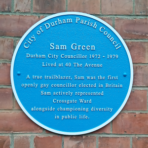 The plaque to Sam Green