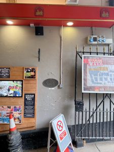 The entrance to the Market Hall, showing plaque